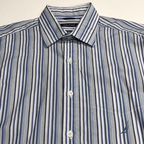 NAUTICA Men’s Medium Striped Dress Shirt - Picture 1 of 3